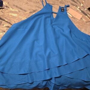 Blue Layered Sleeveless Top